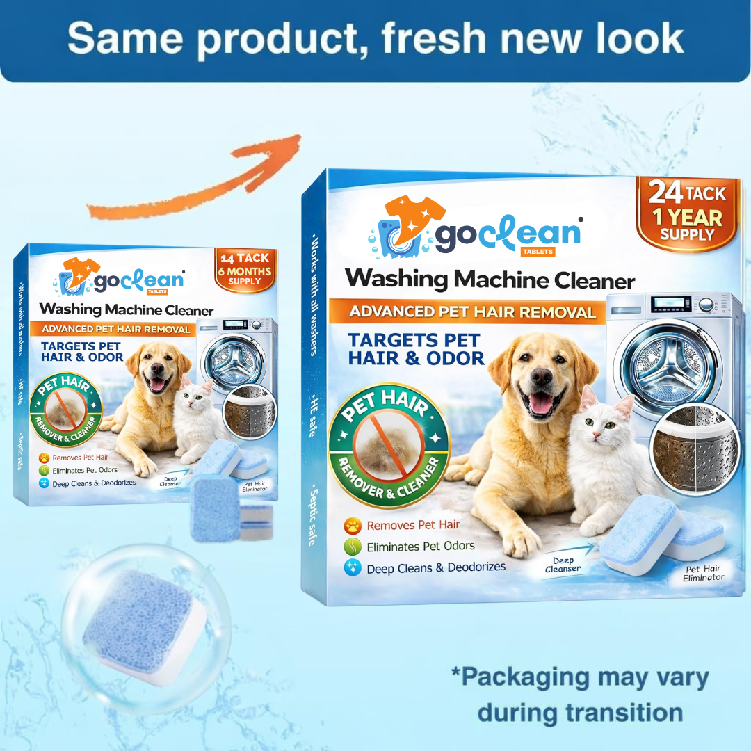 Go Clean Washing Machine Cleaner Tablets – 24 Pack (1 Year Supply) | Advanced Pet Hair & Odor Remover