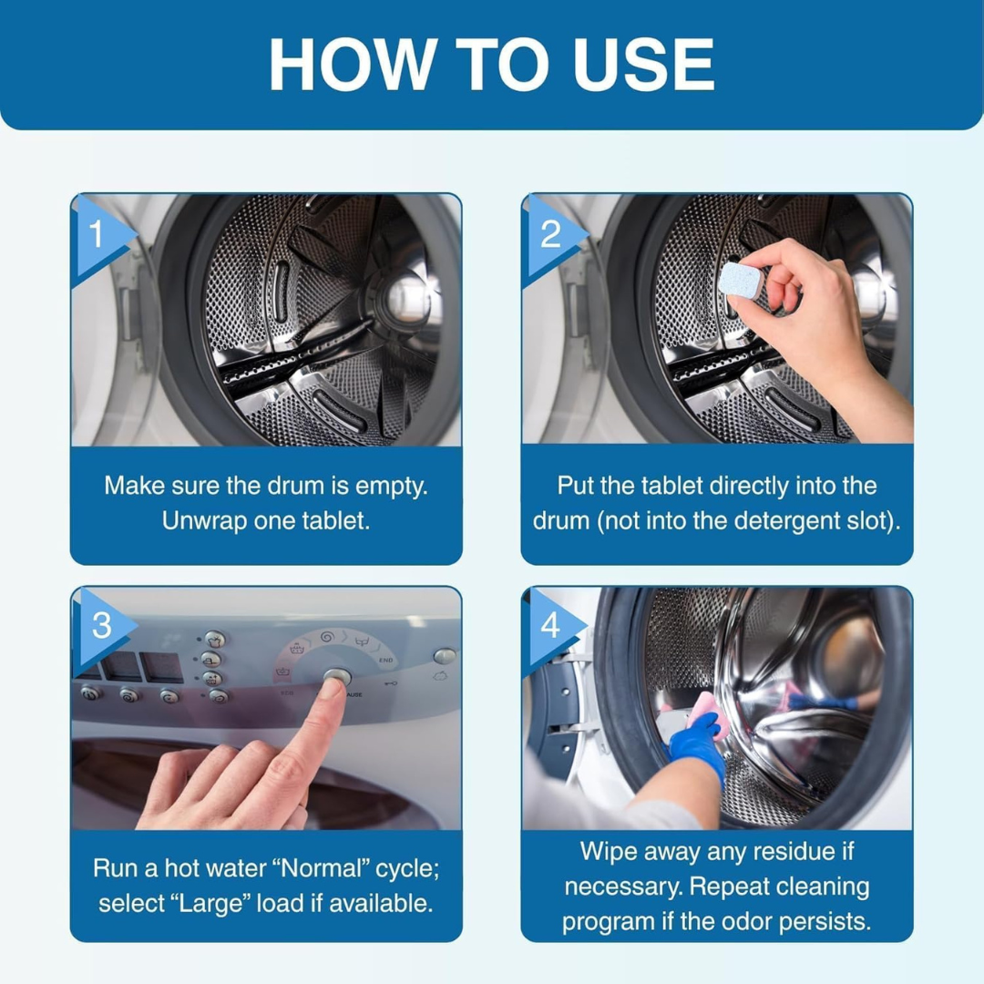 Go Clean Washing Machine Cleaner Tablets – 24 Pack (1 Year Supply) | Advanced Pet Hair & Odor Remover